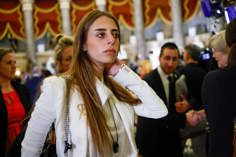 WASHINGTON, DC - MARCH 07: Mia Schem, freed Israeli hostage who was abducted by Hamas, attends President Joe Biden's State of the Union address during a joint meeting of Congress in the House chamber at the U.S. Capitol on March 07, 2024 in Washington, DC. This is Biden’s last State of the Union address before the general election this coming November. (Photo by Anna Moneymaker/Getty Images)