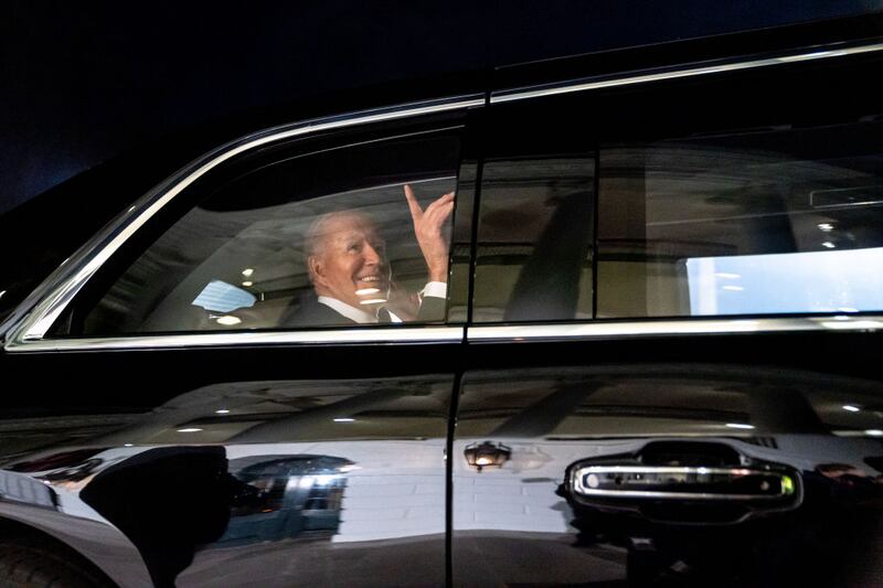 WASHINGTON, DC - MARCH 7: President Joe Biden departs the White House for the U.S. Capitol on March 7, 2024 in Washington, DC. Biden will deliver his State of the Union address tonight in front of joint session of Congress.  (Photo by Nathan Howard/Getty Images)