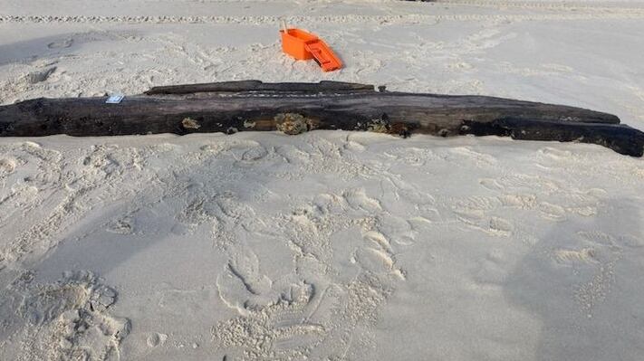 State park officials in Maryland say a piece of a ship washed up on one of its beaches recently and was dated back to a ship from the 1800s.
