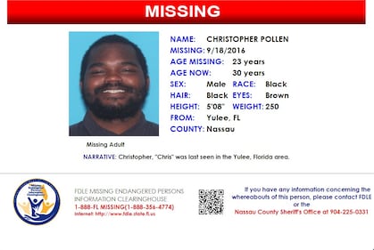 Christopher Pollen was reported missing from Yulee on Sept. 18, 2016.