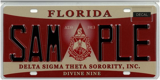 Delta Sigma Theta Florida specialty plate