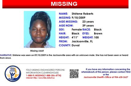 Shirlene Roberts was reported missing from Jacksonville on Sept. 10, 2009.