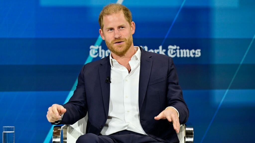 Prince Harry speaking on stage