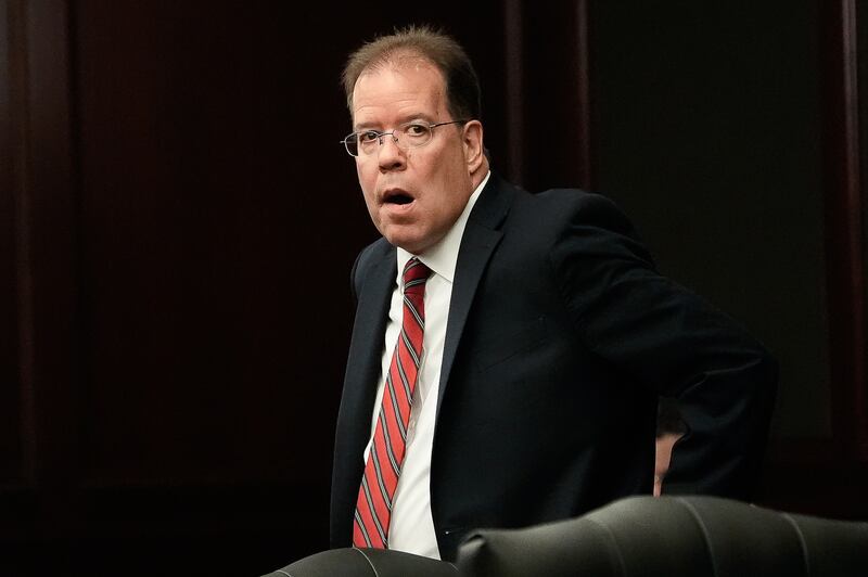 Assistant State Attorney Steve Siegel watches as potential jurors file into Judge London Kite’s courtroom, Monday August 10, 2026 during the jury selection in Mario Fernandez Saldana’s first-degree murder and solicitation to commit a capital felony trial at the Duval County Court House in Jacksonville, Fla. [Doug Engle/Florida Times-Union]