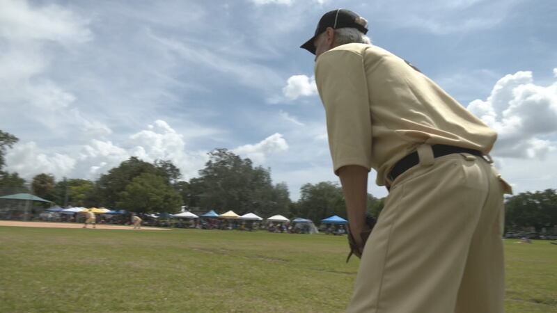 The tradition of the game is for the players to use old-time bats, gloves, and uniforms.