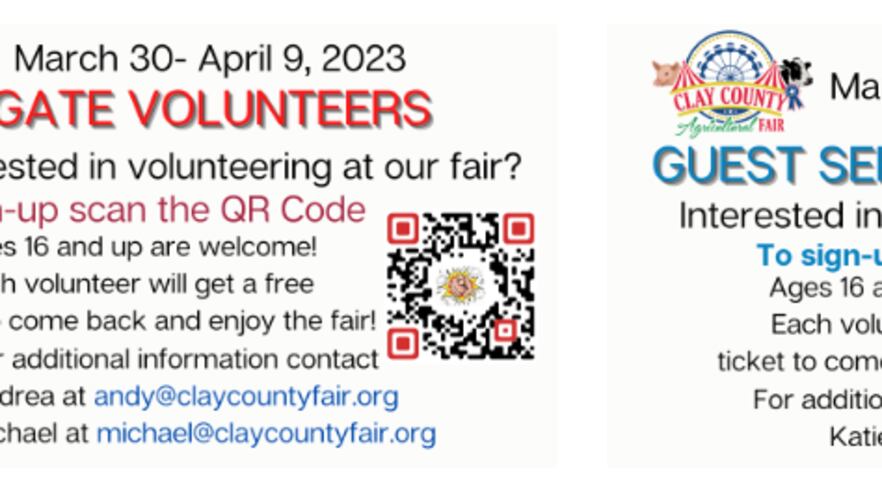 Clay County volunteers are needed from Mar. 30 to Apr. 9.