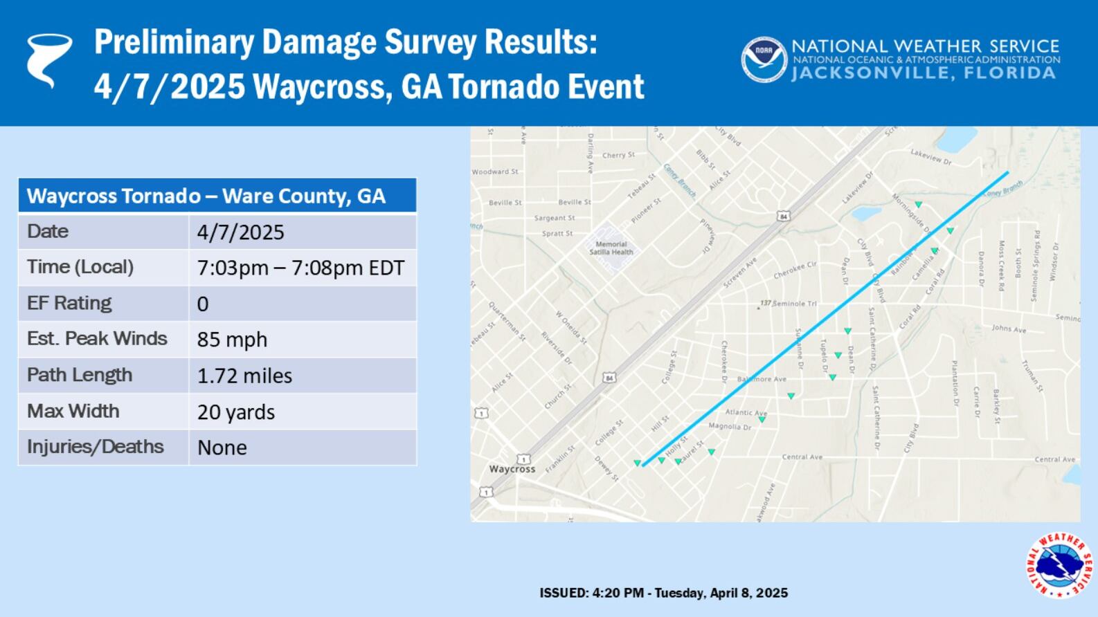 Waycross tornado, 4/7/25