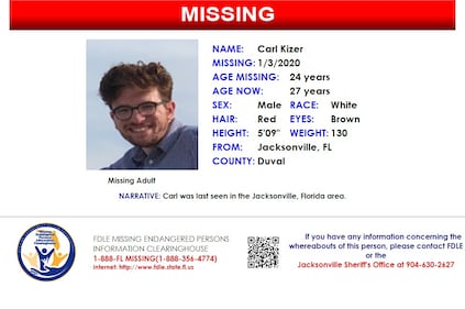 Carl Kizer was reported missing from Jacksonville on Jan. 3, 2020.