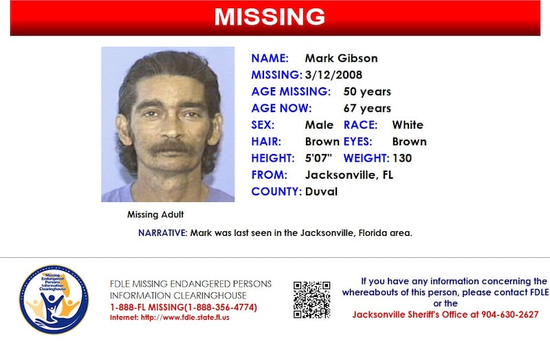 Mark Gibson was reported missing from Jacksonville on March 12, 2008.