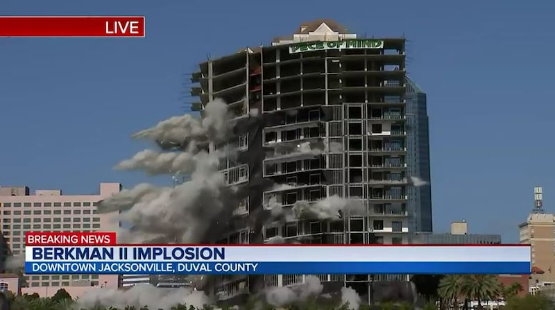 The Berkman II was imploded in downtown Jacksonville on Sunday, March 6, 2022 after standing vacant for more than a decade.