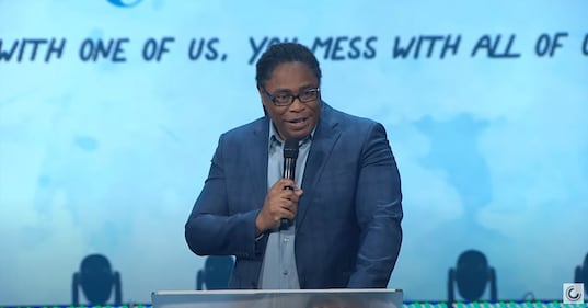 Jeffrey McDuffie, care pastor for Celebration Church, speaks at Tristyn Bailey's memorial service at Celebration Church in Jacksonville on May 18, 2021.