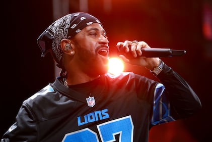 DETROIT, MICHIGAN - APRIL 25: Rapper Big Sean performs prior to the first round of the 2024 NFL Draft at Campus Martius Park and Hart Plaza on April 25, 2024 in Detroit, Michigan. (Photo by Gregory Shamus/Getty Images)