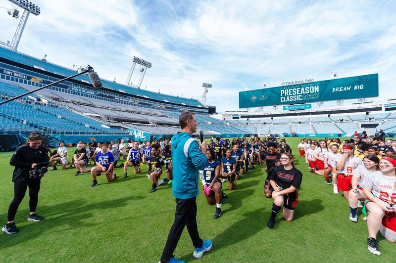 More than 100 athletes competed in the combine-like events on Sunday, Feb. 19 and had the opportunity to hear from Hall of Fame OL Tony Boselli and be scouted by NAIA coaches.