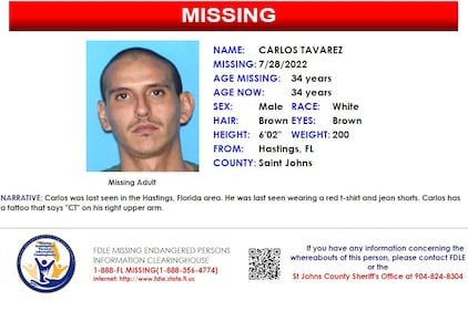 Carlos Tavarez was reported missing from Hastings on July 28, 2022.