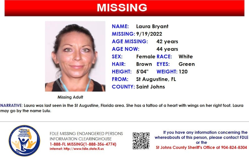 Laura Bryant was reported missing from St. Augustine on Sept. 19, 2022.