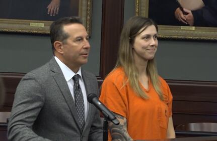 Jose Baez and Shanna Gardner appear in court in Duval County on Nov. 3, 2023.