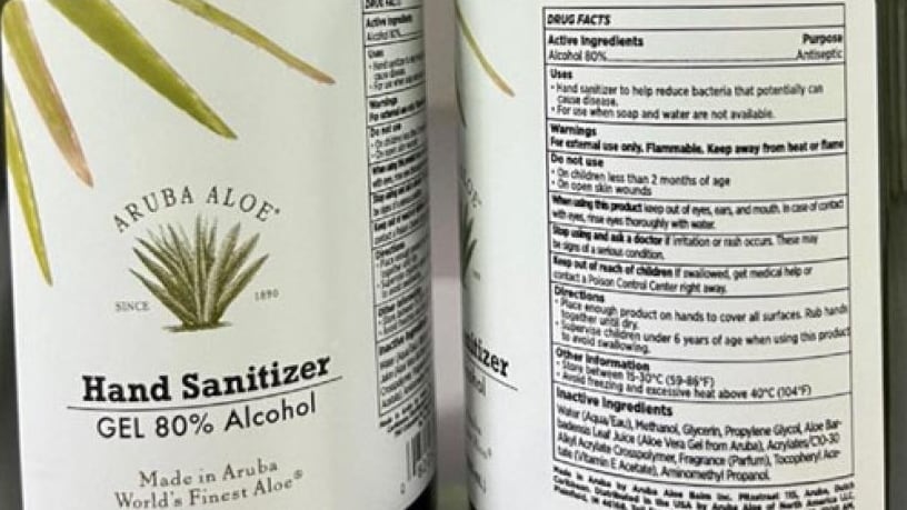 The recall affects 40 lots of Aruba Aloe Hand Sanitizer Gel Alcohol 80% and Aruba Aloe Alcoholada Gel.