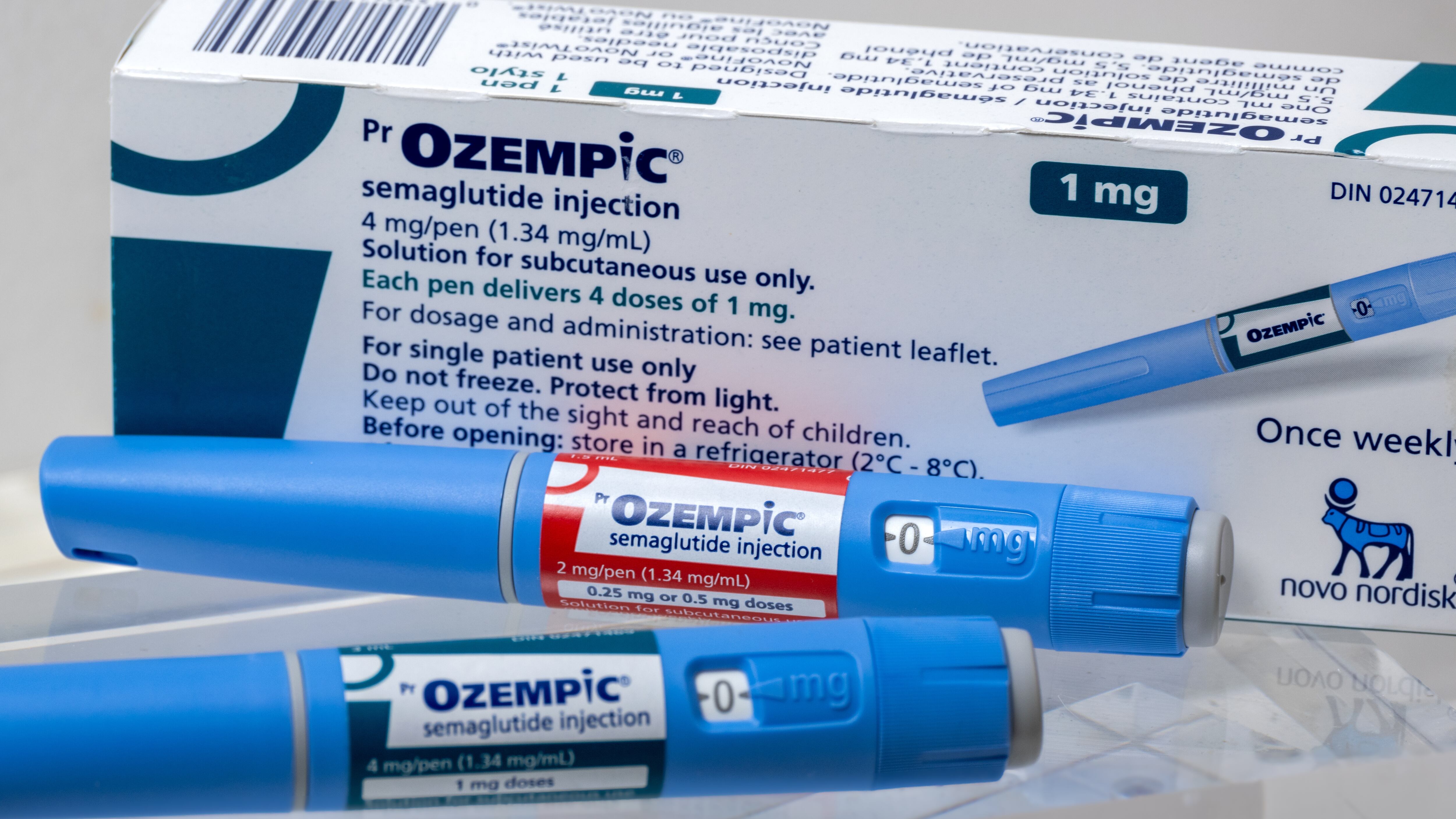 Ozempic semaglutide injection pens and box. Ozempic is a medication for obesity