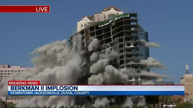 The Berkman II was imploded in downtown Jacksonville on Sunday, March 6, 2022 after standing vacant for more than a decade.