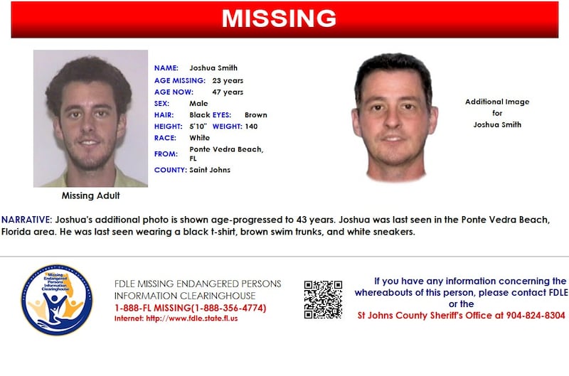 Joshua Smith was reported missing from Ponte Vedra Beach on Nov. 4, 2000.