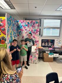 Mrs. Laberis and the elementary school teacher, Mrs. Belvins said they plan to turn this into a tradition, and it was the perfect blend of art classes coming together.