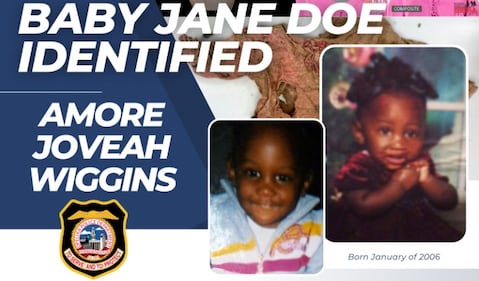 Skeletal remains found in Opelika, Ala., in 2012 have been identified as Amore Joveah Wiggins. She was born in January 2006 and is believed to have died between the summer of 2010 to 2011, investigators say.