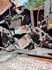 Trains crashed in Folkston, Ga., on Monday, April 15.