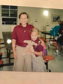 Action News Jax This Morning Anchor Chandler Morgan (right) and her brother at school.