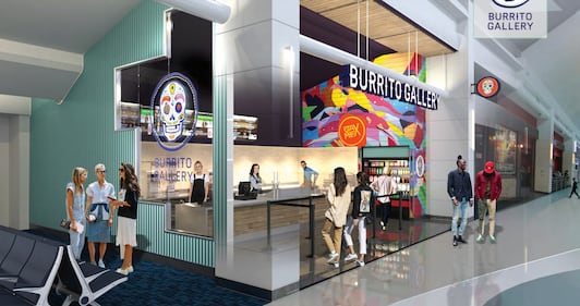 Burrito Gallery will be located near Gate A3 and will serve “a streamlined menu of its signature items,” JAA said.