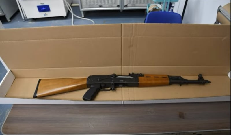 When detectives searched the trunk of the suspect's car they discovered this AK-47.