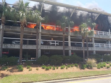 Parking garage fire at Jacksonville International Airport, 5/16/25.