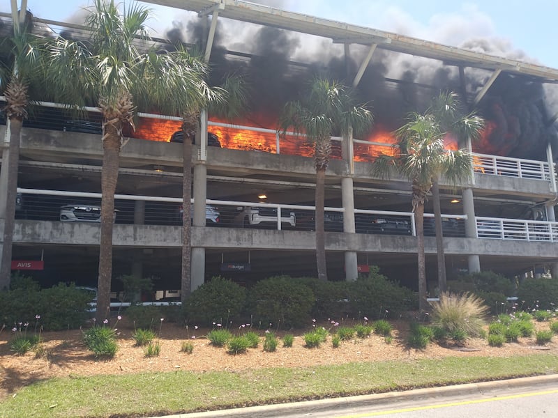 Parking garage fire at Jacksonville International Airport, 5/16/25.