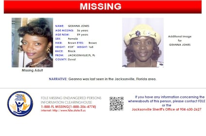 Geanna Jones was reported missing from Jacksonville on Nov. 5, 2000.