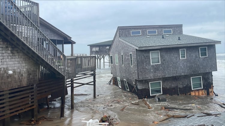 Collapsed home on beach