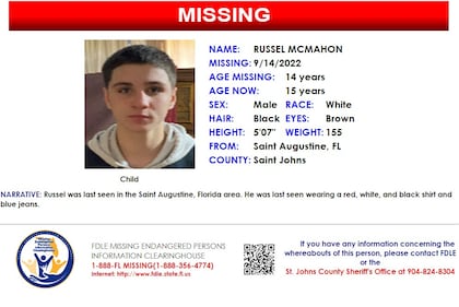 Russel McMahon was reported missing from St. Augustine on Sept. 14, 2022.