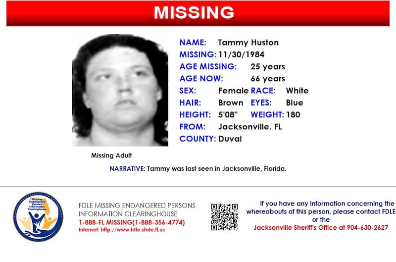 Tammy Huston was reported missing from Jacksonville on Nov. 30, 1984.