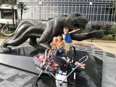 Jessica shared this photo of her crew with Touchdown at a Sunday Blitz with the Jay Fund.