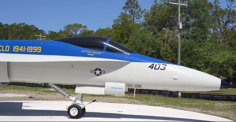 A model plane has been restored and is on display to honor the memory of Capt. Scott "Spike" Speicher.