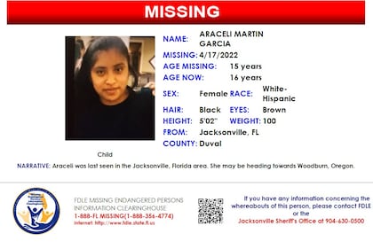 Araceli Martin Garcia was reported missing from Jacksonville on April 17, 2022.