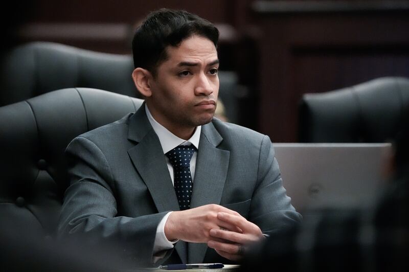 Defendant Mario Fernandez Saldana listens as Judge London Kite reads instructions to potential jurors during his murder trial Monday, August 10, 2026 at the Duval County Courthouse in Jacksonville, Fla.  [Doug Engle/Florida Times-Union]