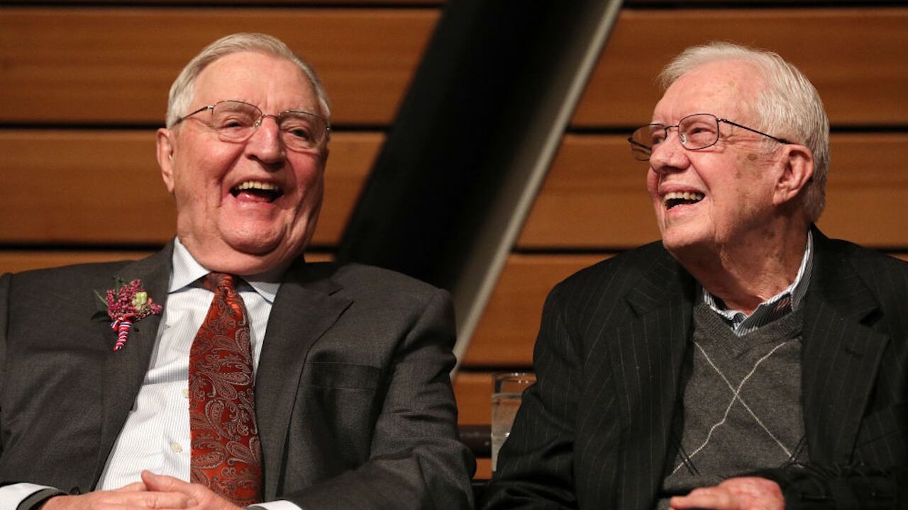 Walter Mondale and Jimmy Carter reunited in Minneapolis in 2018.