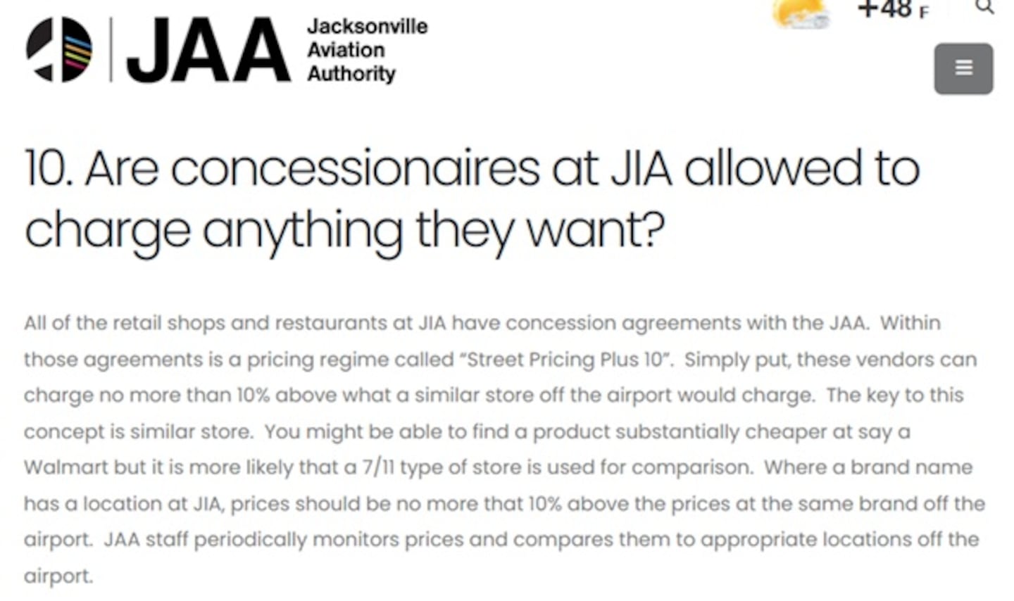 JAA's "Street Pricing Plus 10" policy