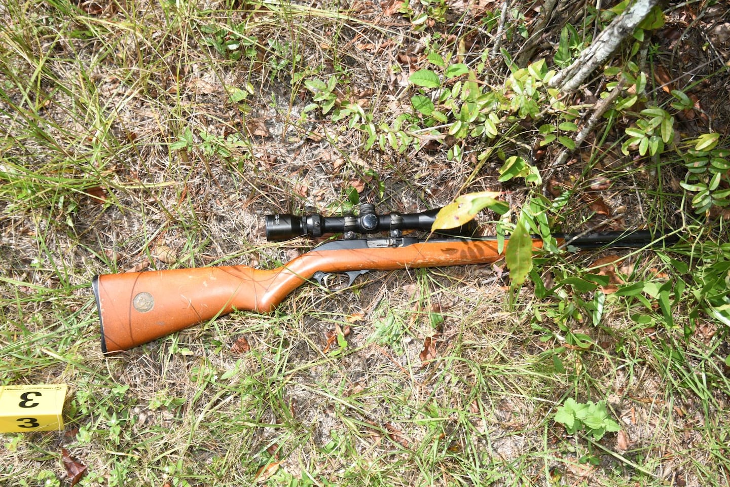 A rifle that Nassau County Sheriff's Office collected as evidence in the possible shooting of a victim by his girlfriend.