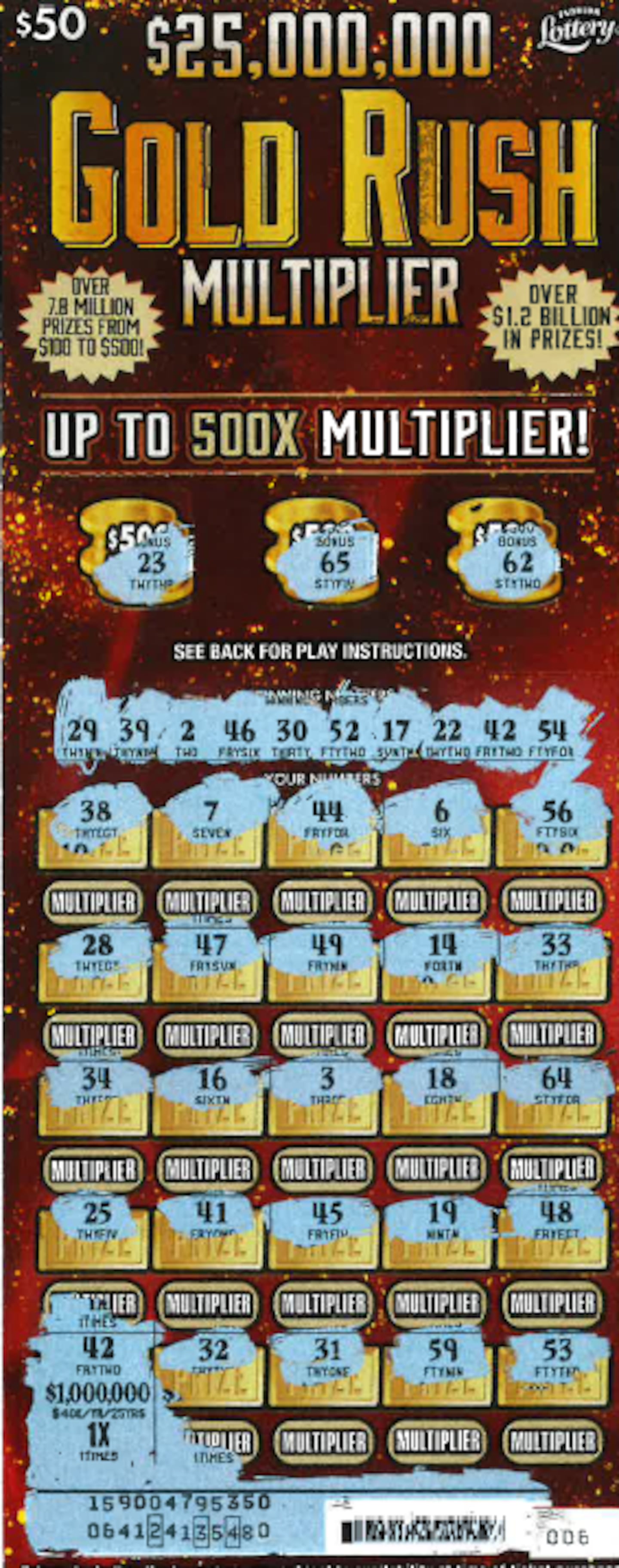 Billy Pitman's winning scratch-off