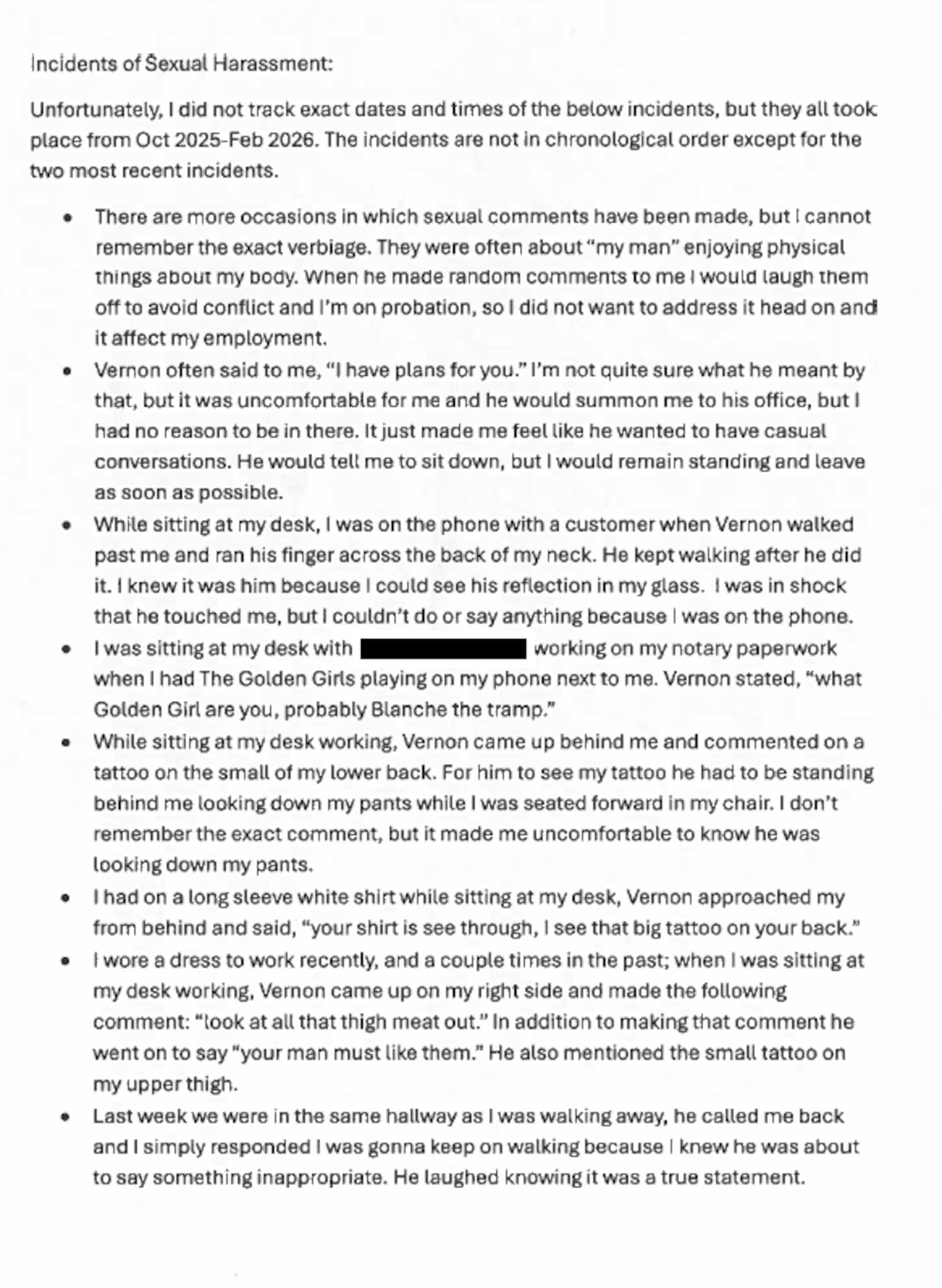 Sexual harassment allegations documented against Vernon Shelton
