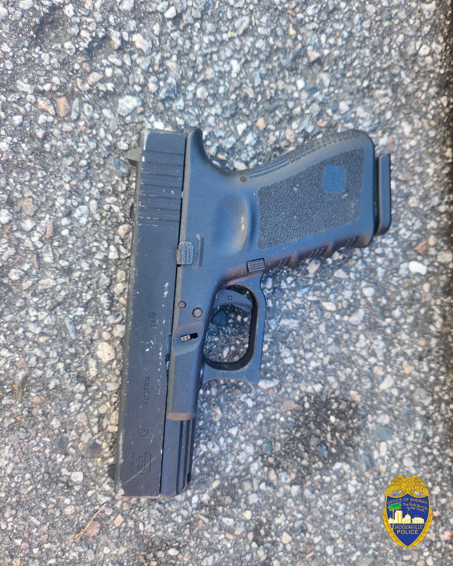 Handgun that 49-year-old Michael Krause Jr. was carrying before he was shot by Jacksonville officer, police say.