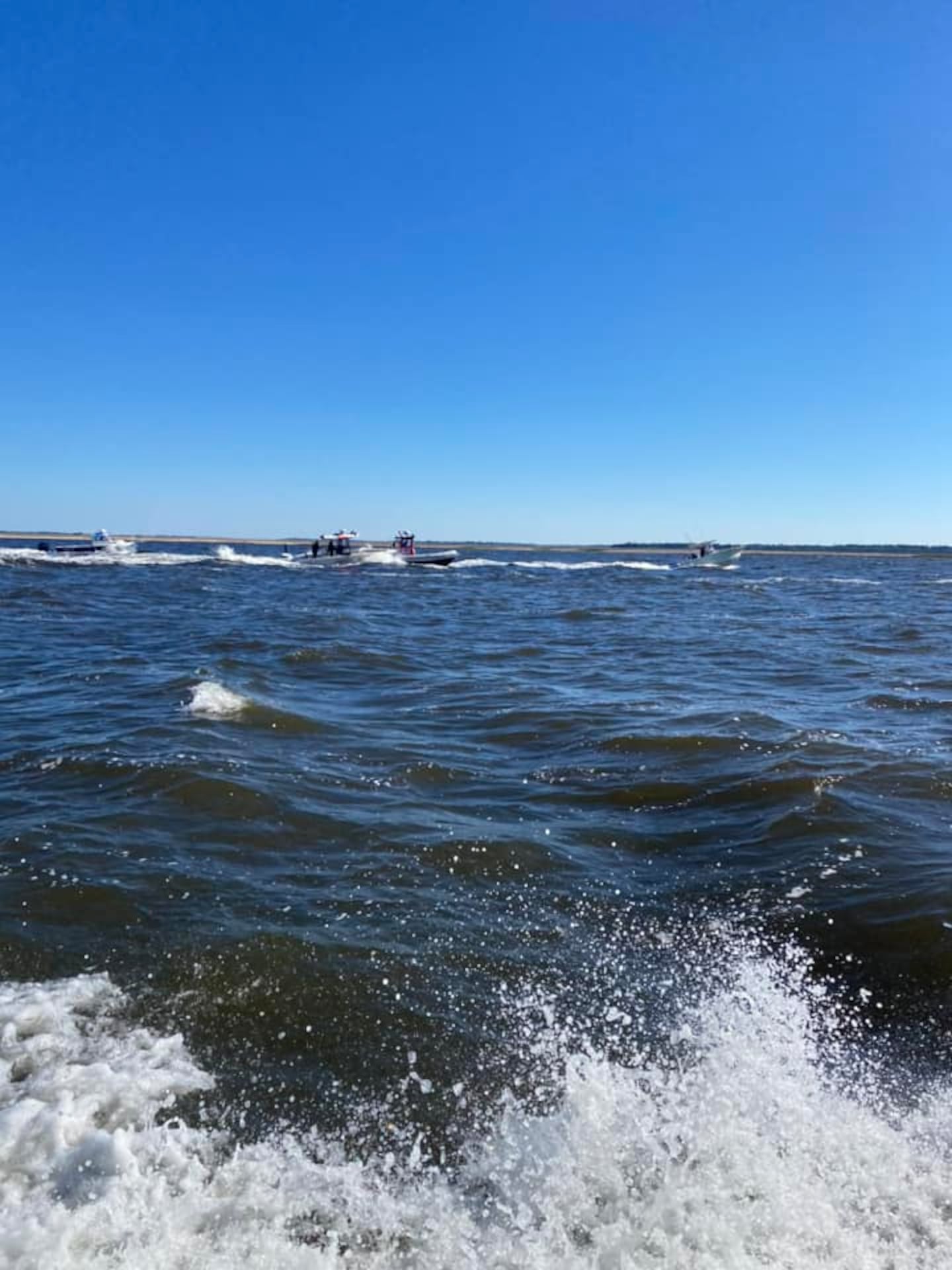 A moving escort was formed and the boat was driven to safety at the Saint Mary’s Marina.