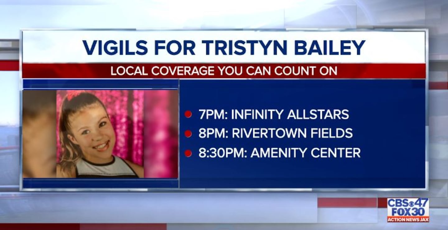 On Monday night, several vigils were set to be held in honor of Tristyn Bailey.