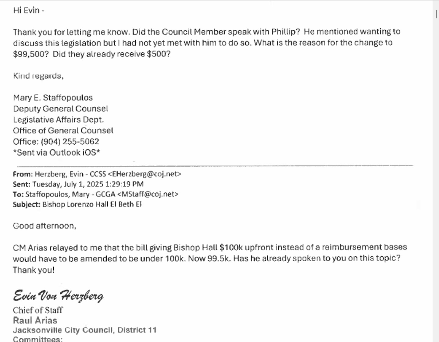 Email - Grant reduction