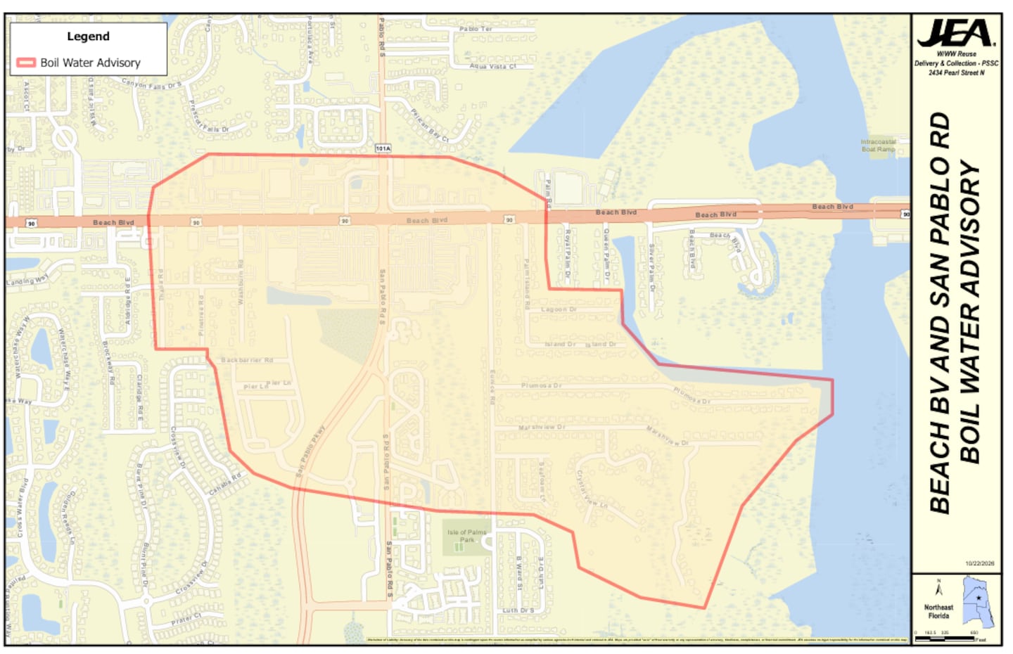 Beach Blvd. and San Pablo Rd. Boil Water Advisory